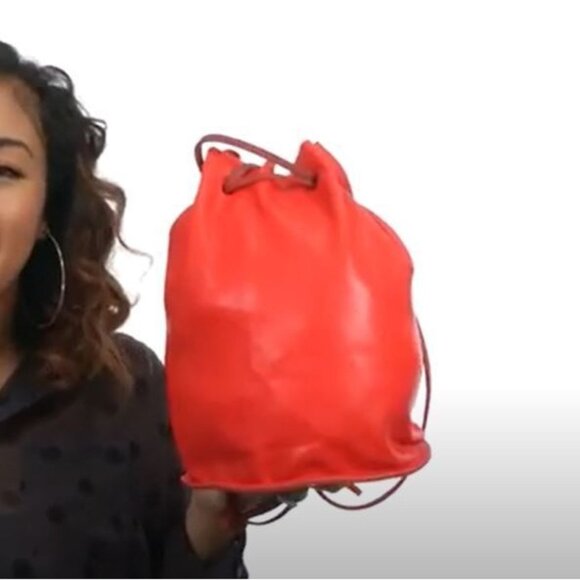 Rare NWT Obey x Los Angeles Leather Craft Rosyln Bucket Bag in Poppy Red - Picture 1 of 9
